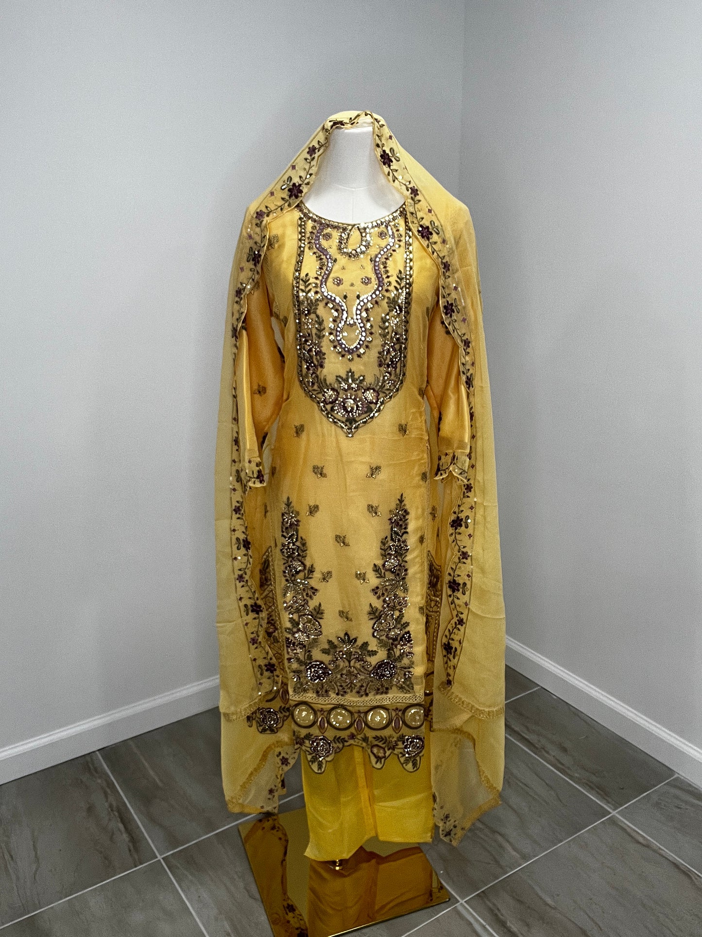 Pale yellow pant suit