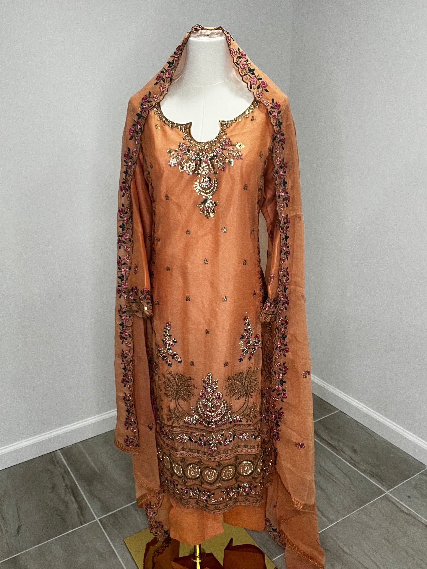 Peach pant suit
