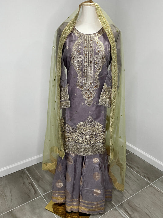 Lavender Jacquard Gharara