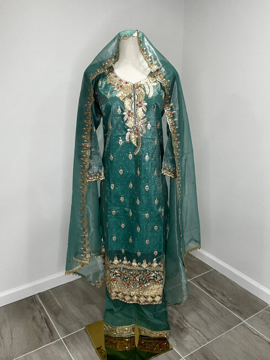 Shimmer Firozi pant suit